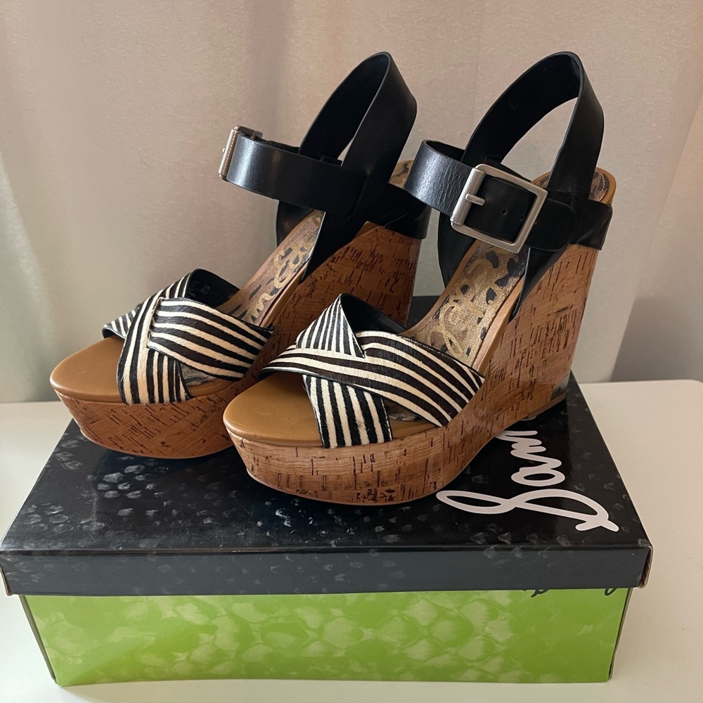 Sam Edelman Black Ivry Zebra Wedge